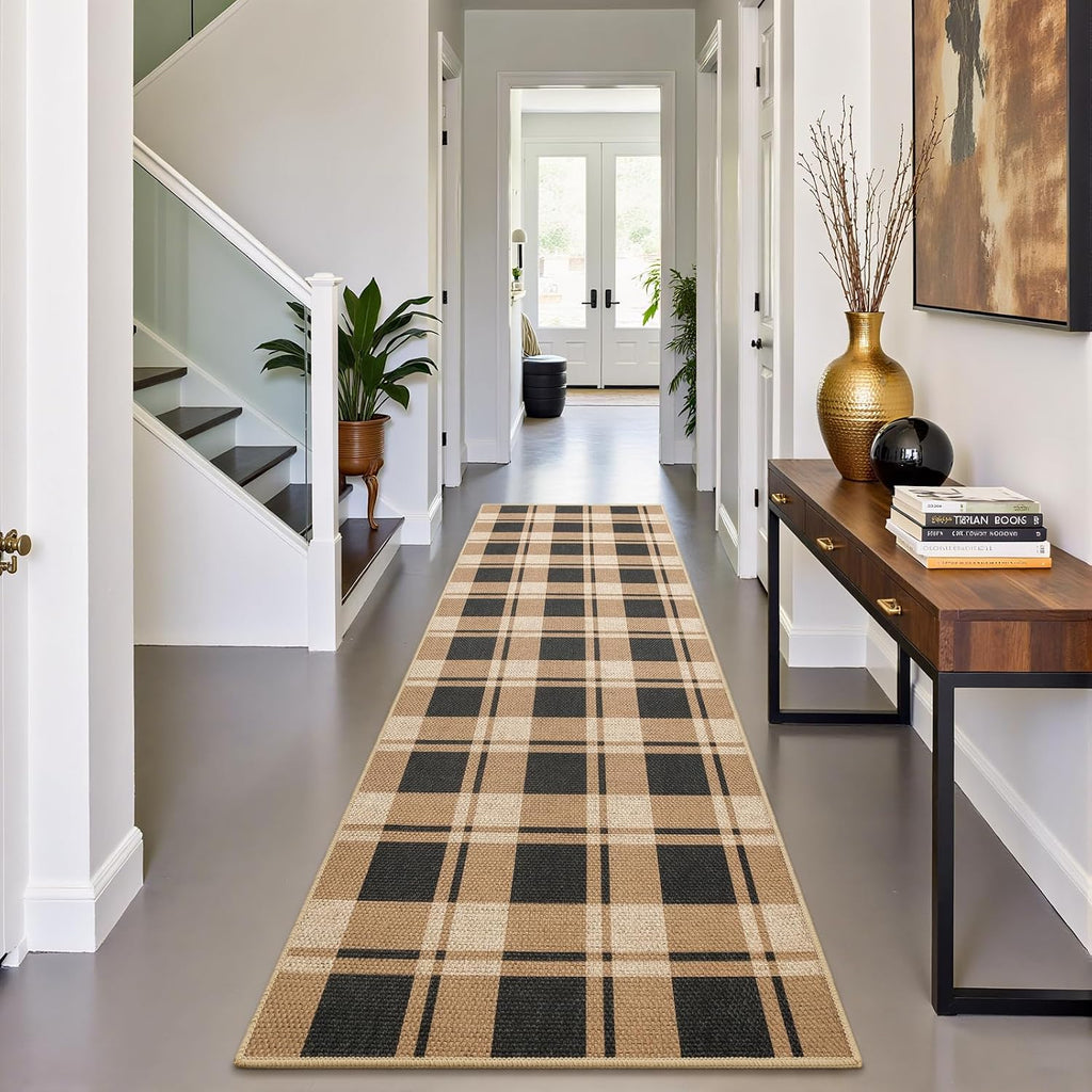 2x8 Checkered Jute Runner Rug Indoor Floor Area Carpet