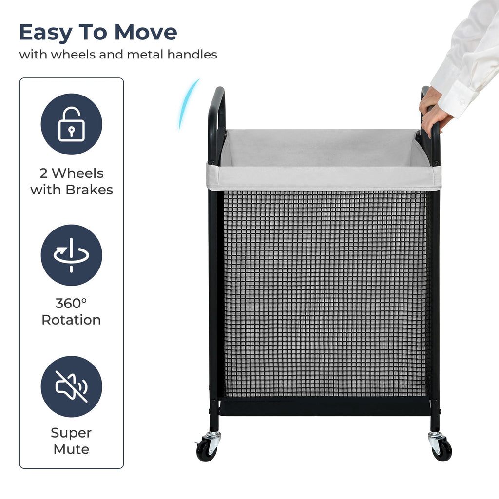 Laundry Hamper, 90L Rolling Laundry Sorter Cart with Removable and Washable Liner Bag, Clothes Hamper with Wheels and