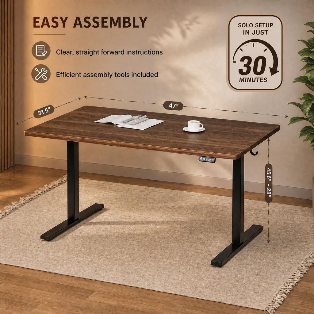 47x32 Large Electric Standing Desk, Height Adjustable Computer Desk with 2 Memory Presets, 31.5" Deep Desktop Sit