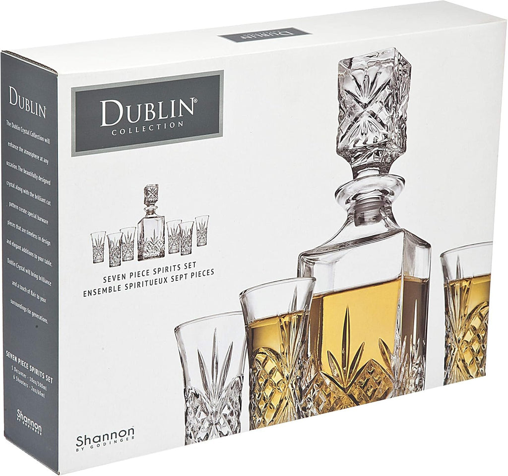 Mini Whiskey Decanter and Shot Glasses Barware Set - 10oz Decanter for Scotch Wine or Vodka - Dublin Collection