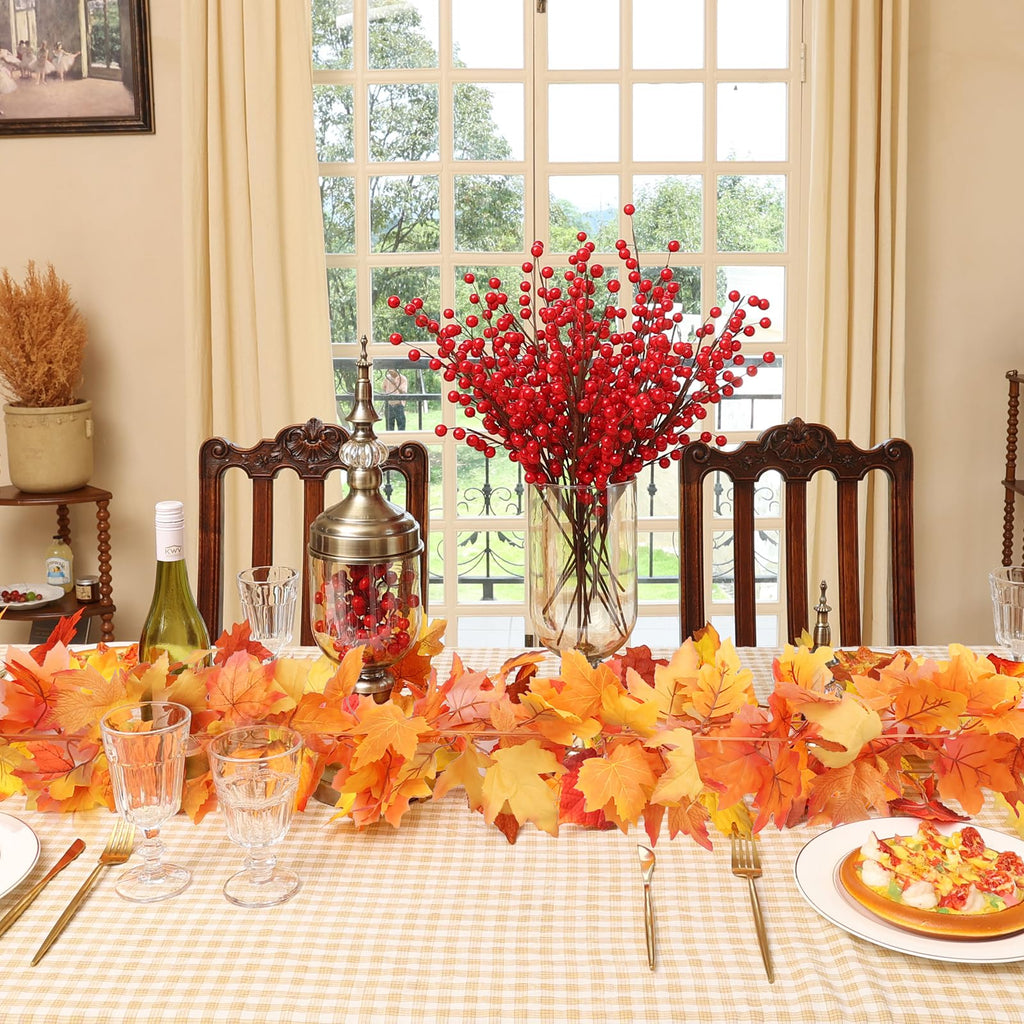 6 Pack Fall Garland with Orange Leaves