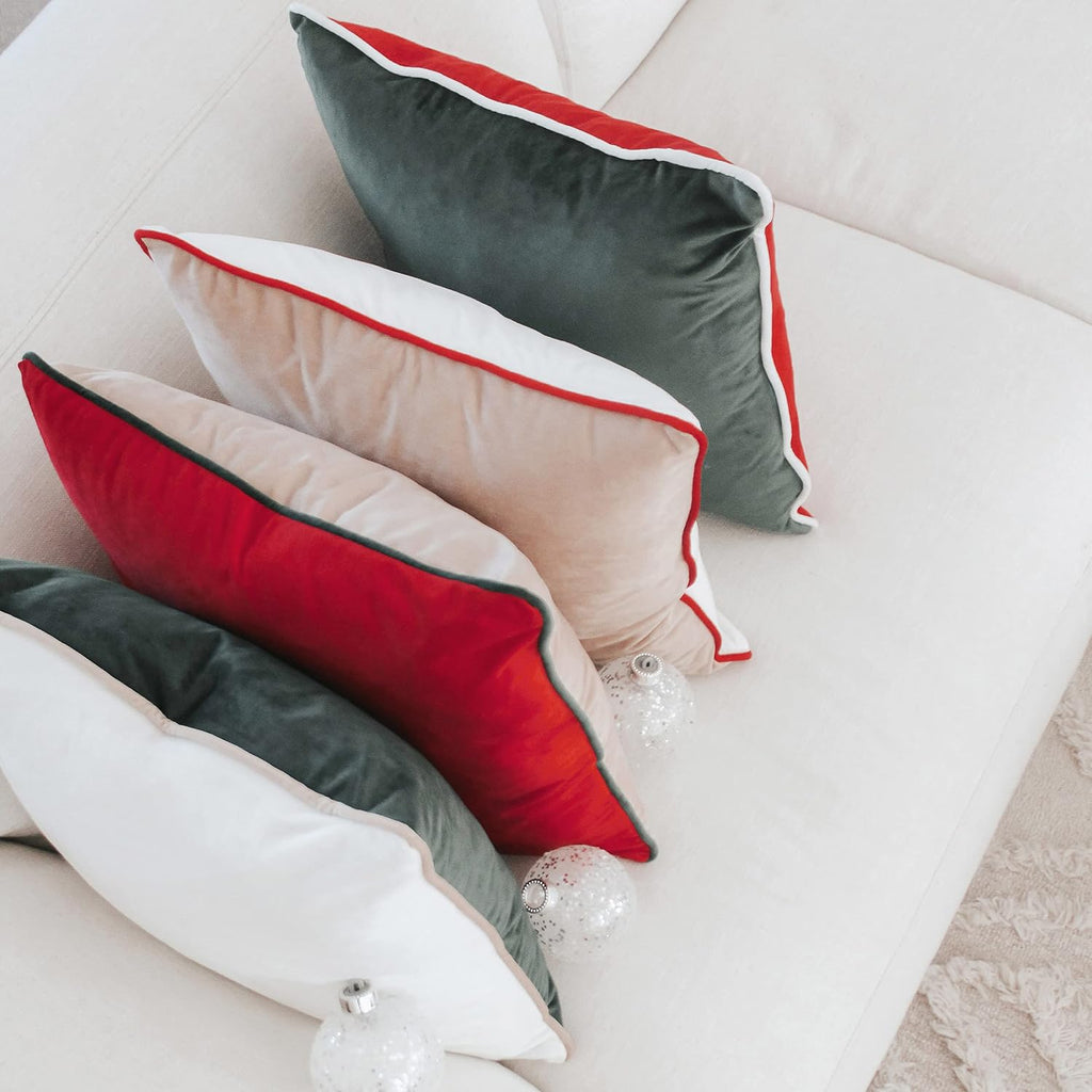 Christmas Decorative Throw Pillow Covers Cushion Cases Soft Velvet Double-Sided Designs, Mix and Match - Set of 4