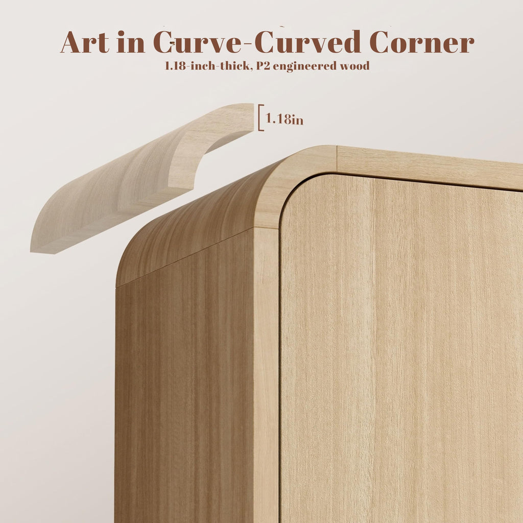33.43" Modern Buffet Cabinet with Storage, Curved 2-Door Sideboard