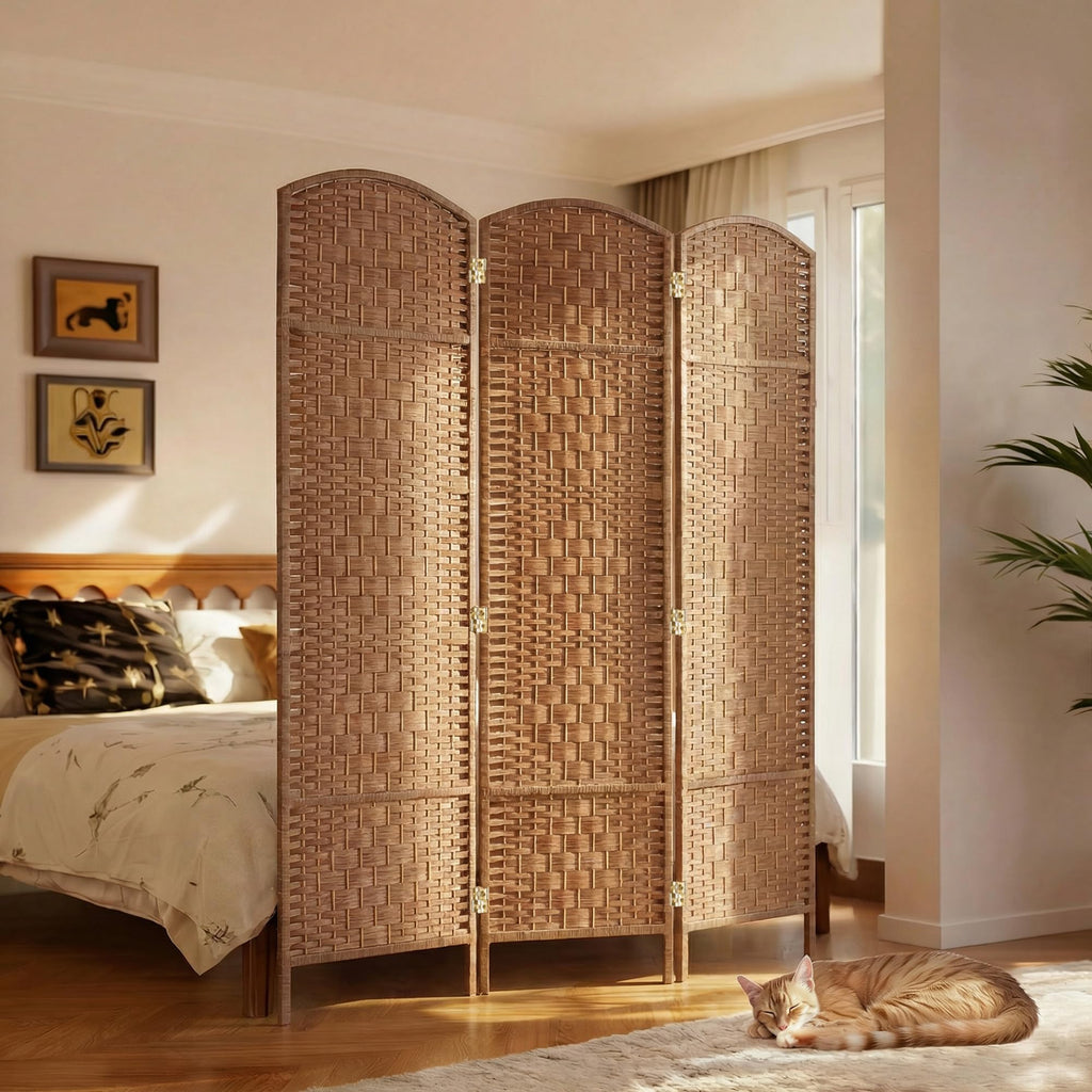 Room Divider 3-Panel, 6FT-Tall Folding Privacy Screen, Natural