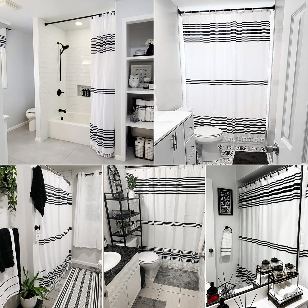 Black and White with Tassel 72" W x 78" L
