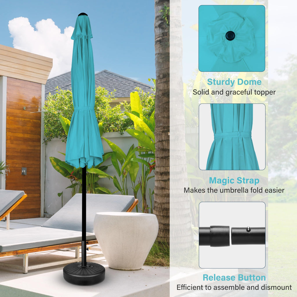 9' Patio Umbrella Outdoor Table Market Yard Umbrella with Push Button Tilt/Crank, 8 Sturdy Ribs for Garden, Deck