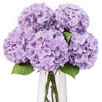 5Pcs Light Purple Real Touch Hydrangeas Artificial Flowers for Vase