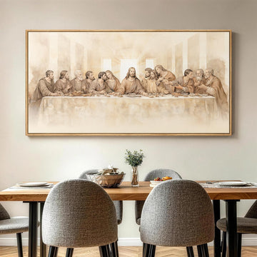 Extra Large Framed The Last Supper Wall Art, 28x57 In