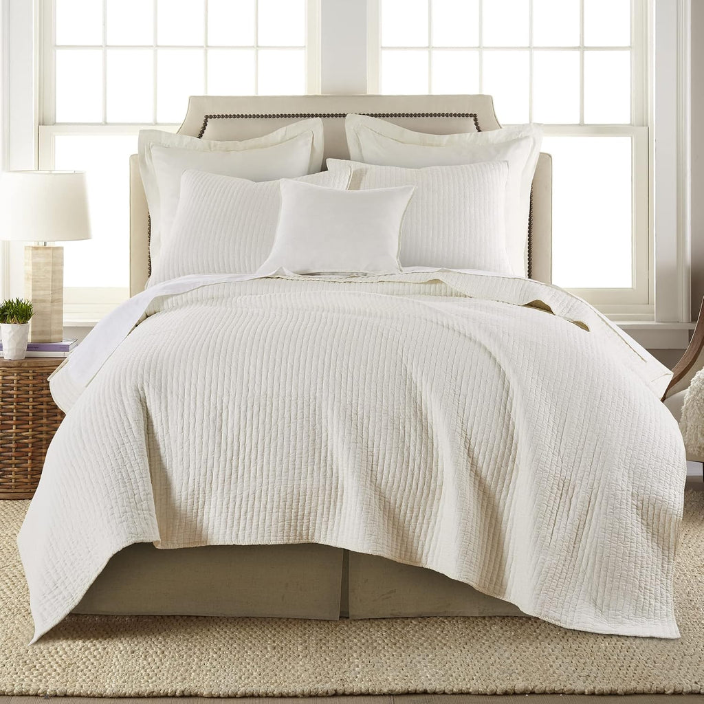 Queen Size Faux Linen Dust Ruffle, 16-inch Drop with Box Pleat