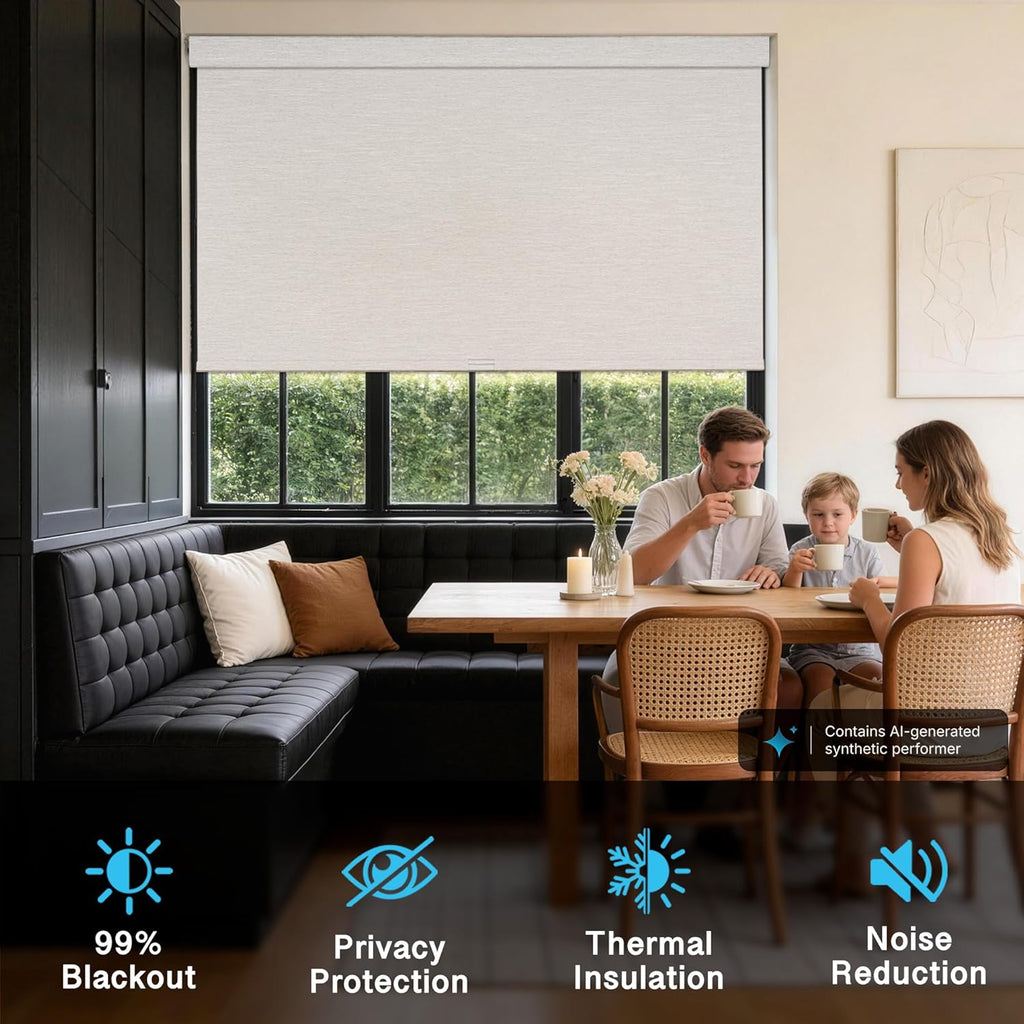Blackout Roller Shades with Valance,White,20" W X 72" H | No-Drill Cordless Linen-Like Thermal Insulated Blinds, UV
