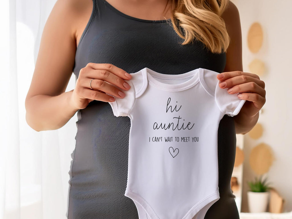 Hi Auntie I Can't Wait To Meet You Pregnancy Announcement Infant Bodysuit - Surprise Gift For Aunt, Sister, Sister In