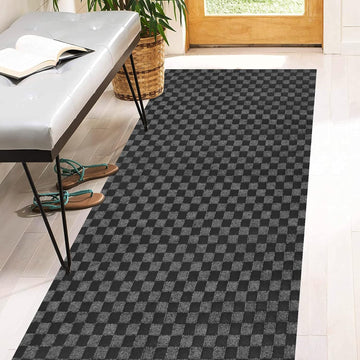 2' x 6' Runner Rugs with Rubber Backing, Indoor Outdoor Utility Carpet Runner Rugs, Checkered Gray, Can Be Used as