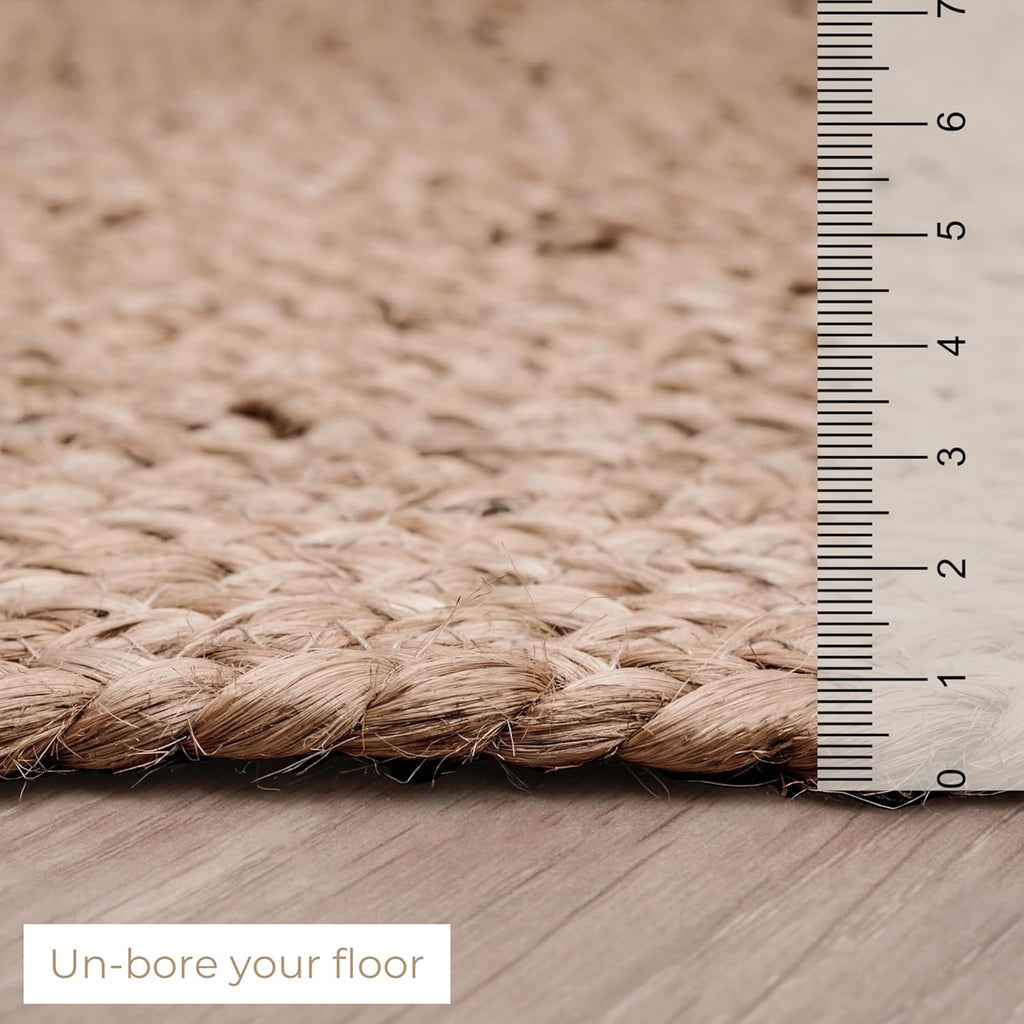 Natural Woven Jute Area Rug 5x8 feet Oval Braided Reversible Rugs for Farmhouse, Living Room, Kitchen, Bedroom