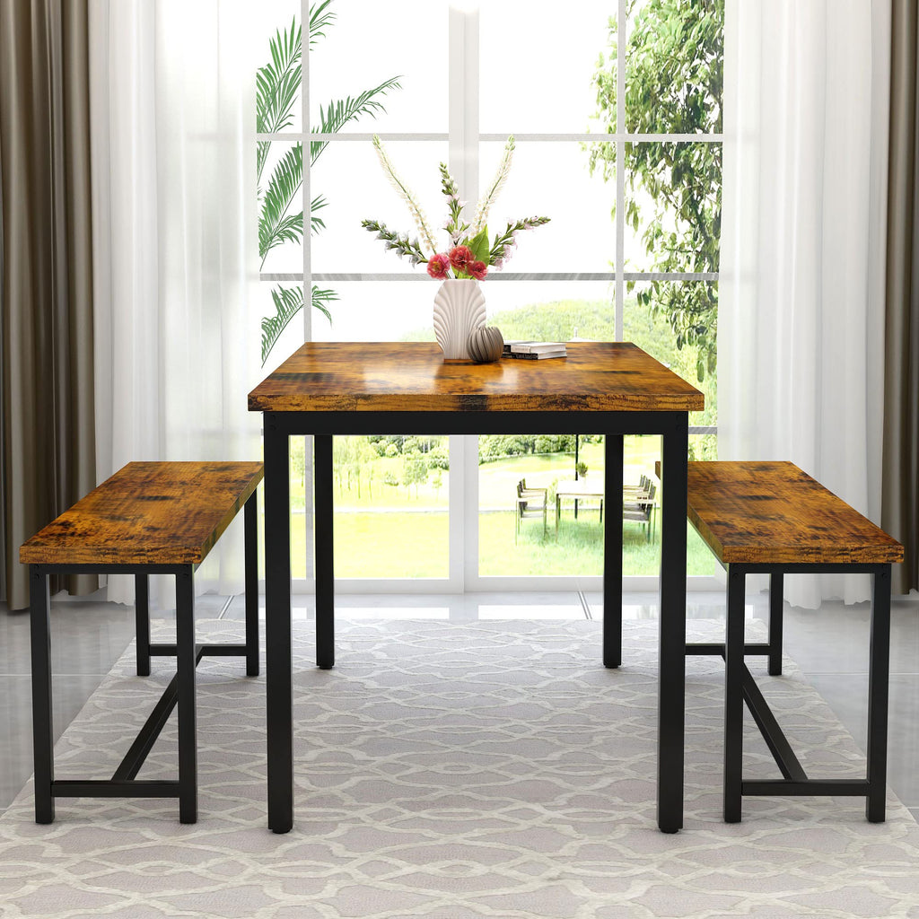 47" Dining Table Set with Bench, Breakfast Kitchen Table Set of 4, Sturdy Structure Space-Saving Dinette, Breakfast