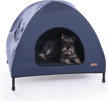 K&H Elevated Dog Bed, Outdoor Pet Cot House for Medium Pets - 32x25in Blue