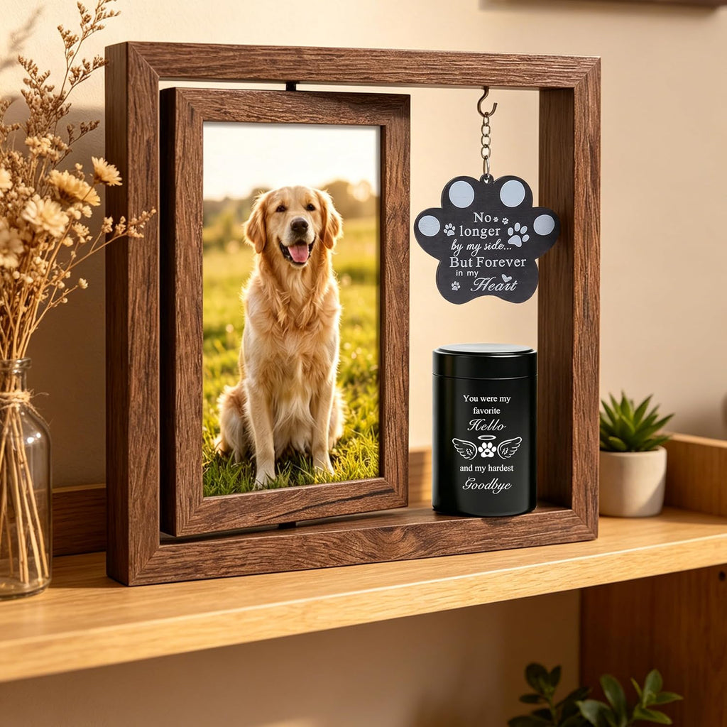 Memorial Gifts for Loss of Pet - Memorial Picture Frame and Small Urn Set