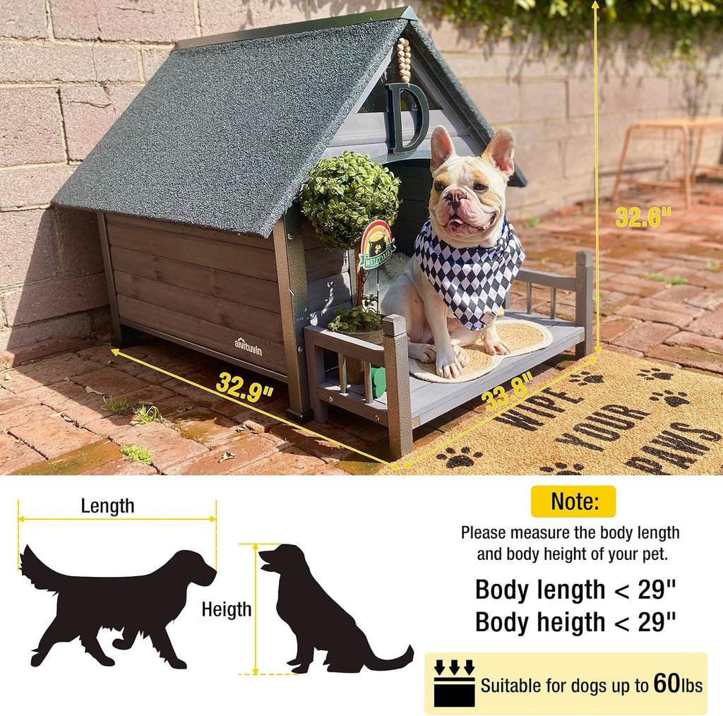 Dog House Outdoor Anti-Chewing Midum Dog Log Cabin Weatherproof Outside Puppy Cage Indoor Dog Kennel