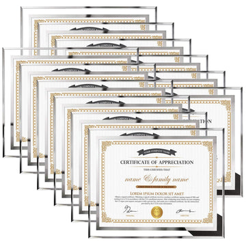 12 Packs 8.5 by 11 Glass Certificate Frames, 8.5x11 School Frames
