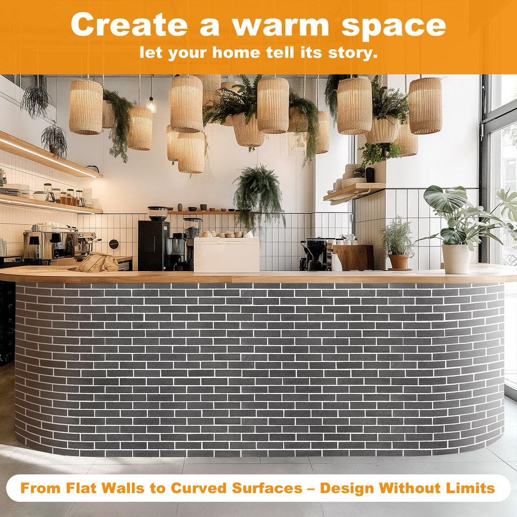 Gray Thin Brick Veneer Faux Brick Wall Panels - 15 PCS, 2.5 Sq.Ft for DIY Fireplace Surround, Kitchen Backsplash