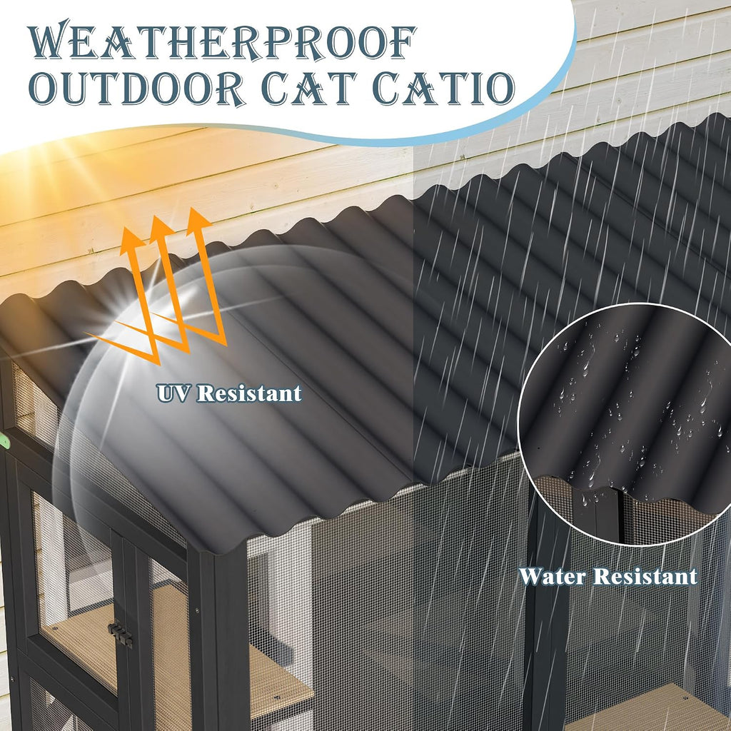 Large Catio Cat Window Box, Outdoor Cats Window Perch Enclosure