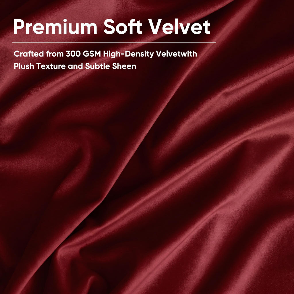 Wine Red Velvet Blackout Curtains Back Tab 52x96, 2 Panels