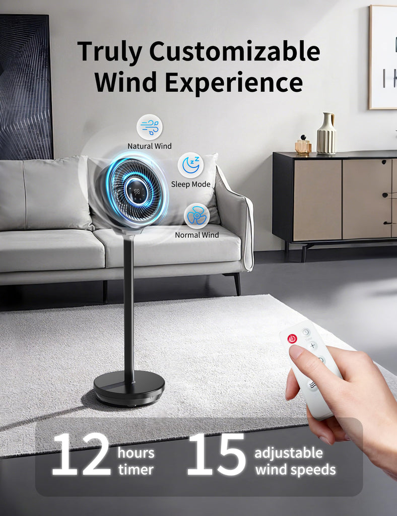 Standing Fan 180° Omnidirectional Oscillating 20dB Quiet Sleep