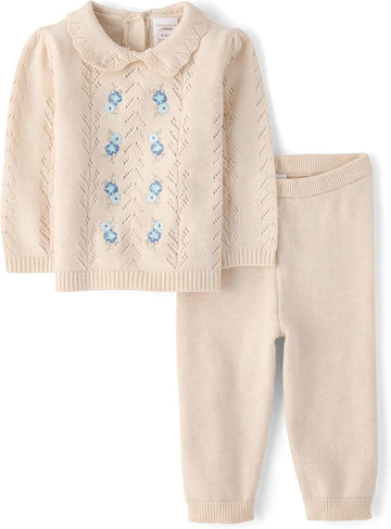 Baby Girls' And Newborn Long Sleeve Sweater and Pants piece Outfit Set