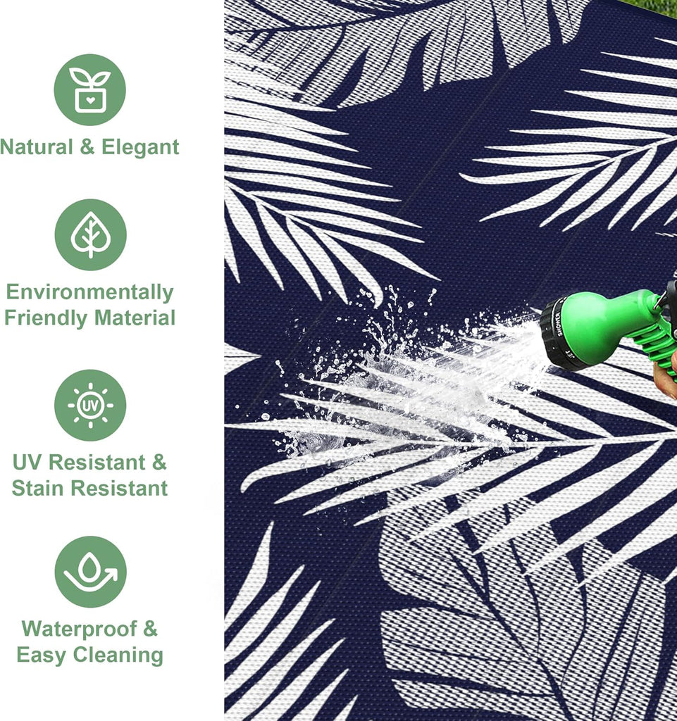 Outdoor Rug 9’x12’ Waterproof for Patio Clearance, Reversible Indoor Outdoor Plastic Straw Camping R