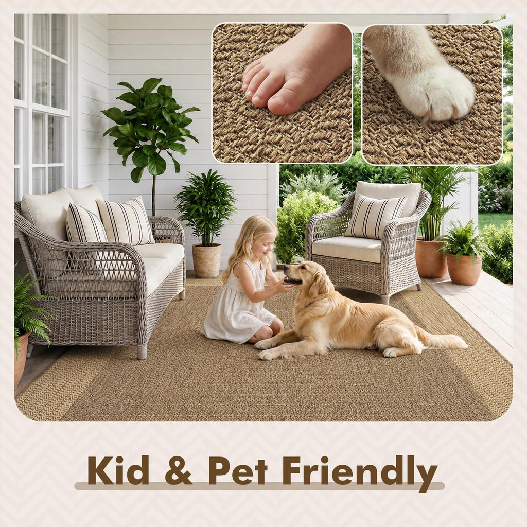 Outdoor Rug-Patio Rug Polypropylene Indoor Outdoor Rugs Outdoor Carpet Deck Balcony Porch, Textured Weave