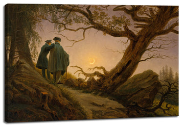 Canvas Print Wall Art - Two Men Contemplating The Moon, Circa 1825 by Caspar David Friedrich - 24x16 inches