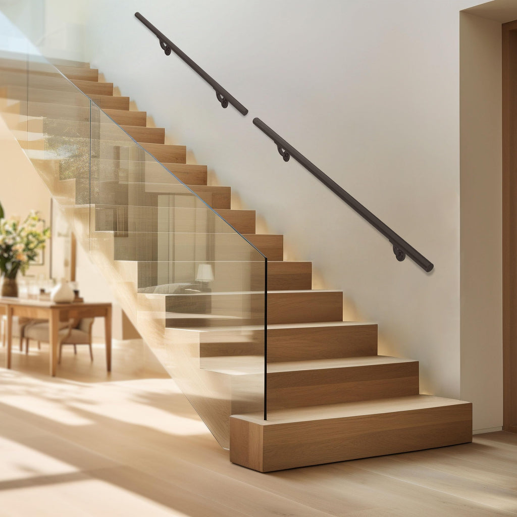 Aluminum Handrail for Indoor or Outdoor Steps and Stairs - Hand Rails for Elderly - DIY Complete Stair Railing Kit