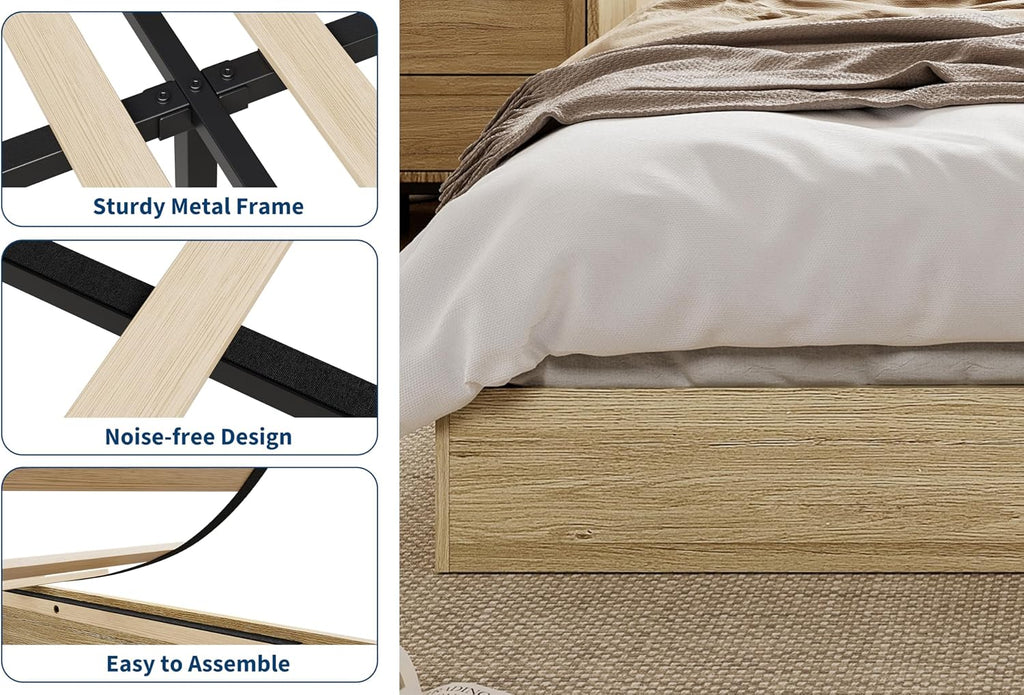 Bed Frame Solid Wood Platform, Low Profile Floor-Standing Japanese Style Bed, No Box Spring Needed, Easy Assembly 10