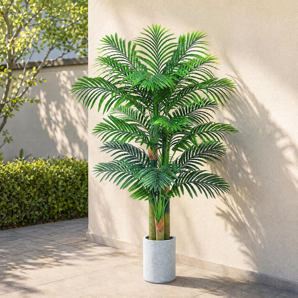 5FT Artificial Golden Cane Palm Tree, Fake Palm Tree UV Resistant