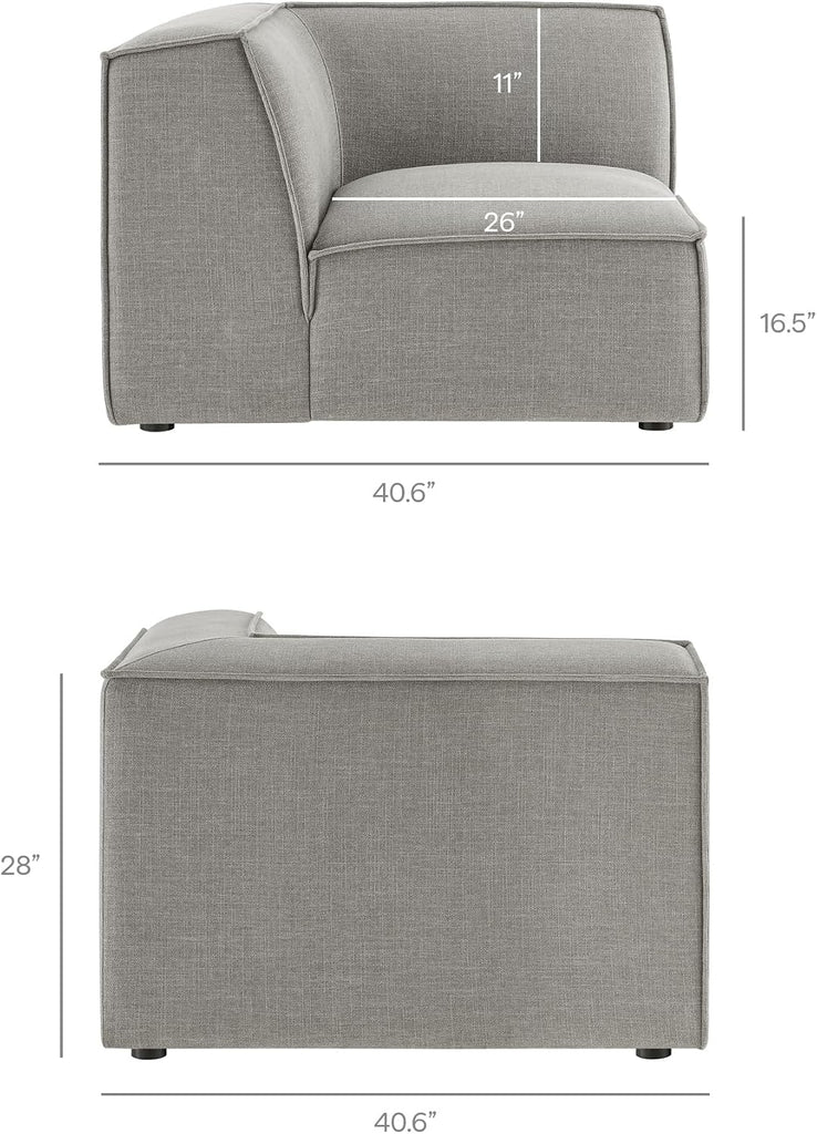 Restore Performance Fabric Upholstered 4-Piece Modular L-Shaped Armless Sectional Sofa in Pewter - Low Profile Couch