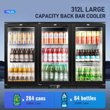 Back Bar Cooler With 3 Glass Doors, 312L Under Counter Back Bar Refrigerator wit