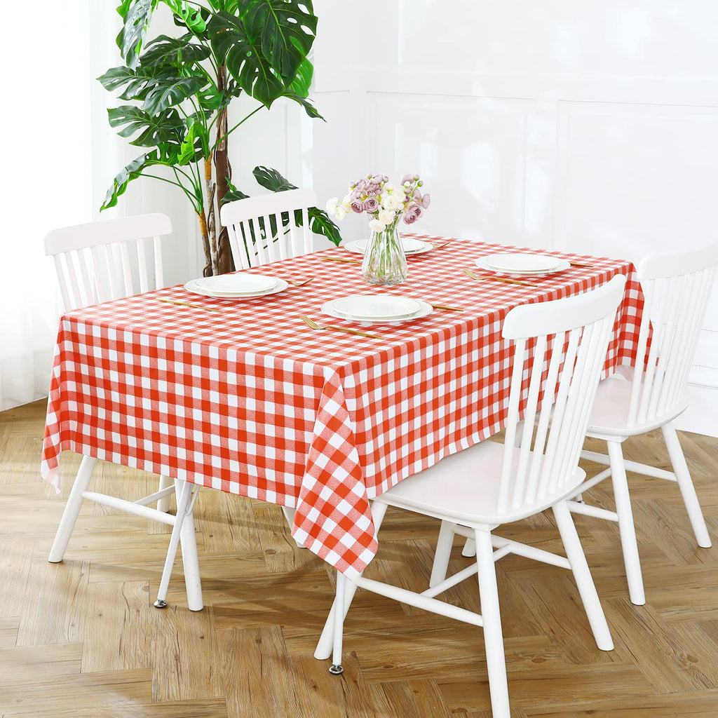Gingham Vinyl Tablecloth, Rectangle 54 x 78, Red and White