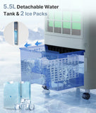 3-in-1 Evaporative Air Cooler - Portable Swamp Cooler Air Conditioner with 5.5L Water Tank & 2 Ice Packs, 3 Speeds