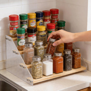 Tiered Spice Rack Organizer for Countertop & Cabinet, 4-Tier 12 Seasoning Storage Shelf, Space Saving Standing Spice
