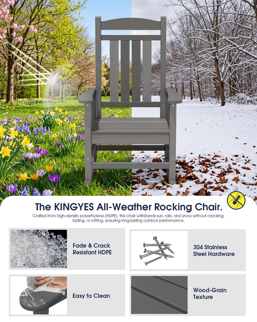 Oversized Outdoor Rocking Chair, Porch Rockers, Unique Gray