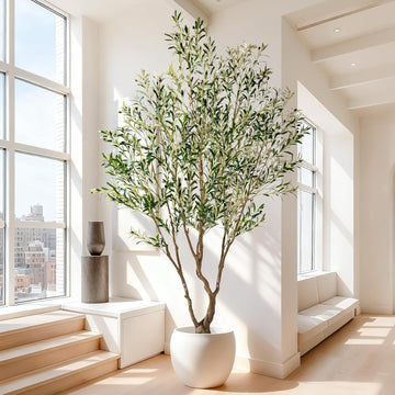 7ft Faux Olive Tree with Pot & Moss Artificial Olive Plant Fake Olive Tree Decor, Large Indoor Artificial Trees Faux