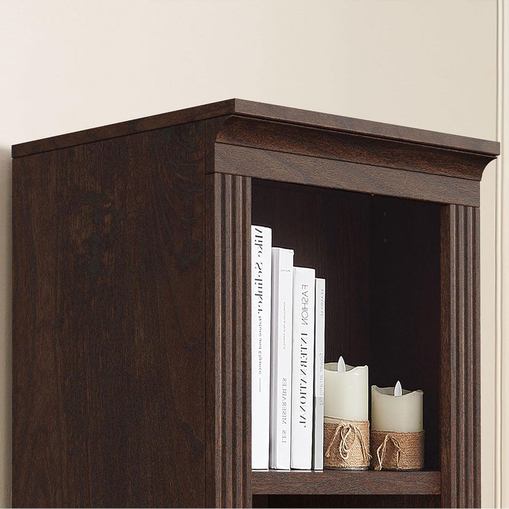 5-Tier Narrow Bookshelf, Adjustable Shelving Unit, Dark Cherry