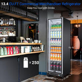 COOLER Commercial Beverage Refrigerator with Glass Door,12.5 Cu.Ft Commercial Dr