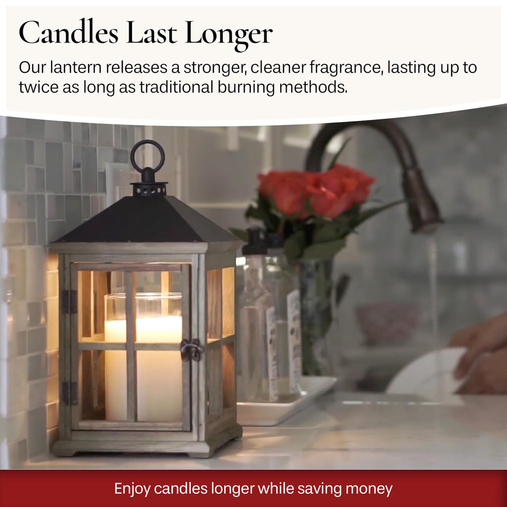 White Wooden Farmhouse Candle Warmer Lantern - for Top-Down Warming & Flame-Free Fragrance