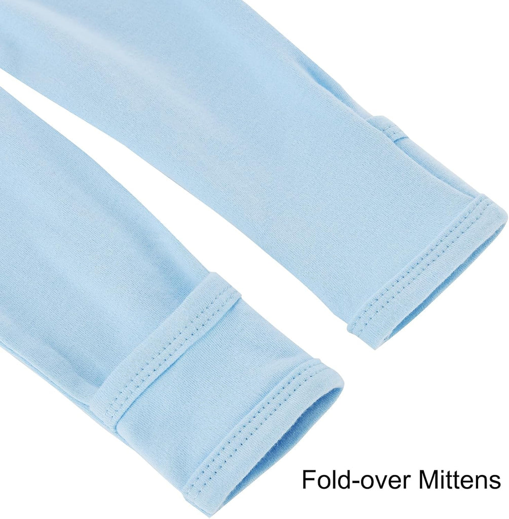 Footie Pajamas Cotton with Mitten Cuffs, Double Zipper
