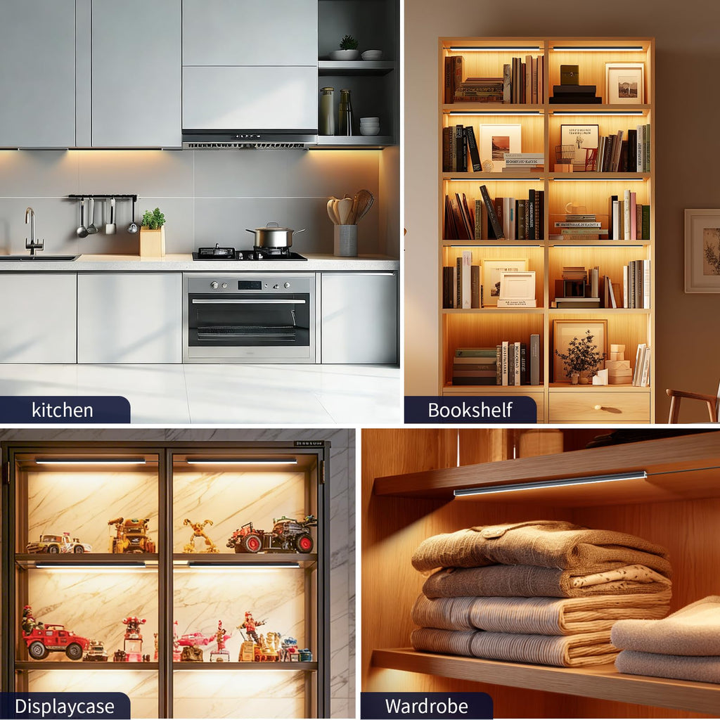 Smart Under Cabinet Lighting 6 Bars, App/Voice/Hand Wave Control, Black