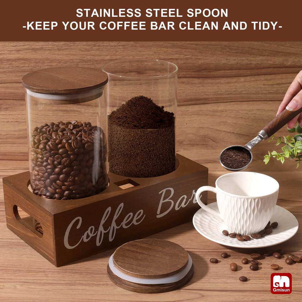Coffee Canister, 2 Pack 50 Fl oz Glass Canisters with Airtight Lids, Coffee Grounds Storage Container Jars with