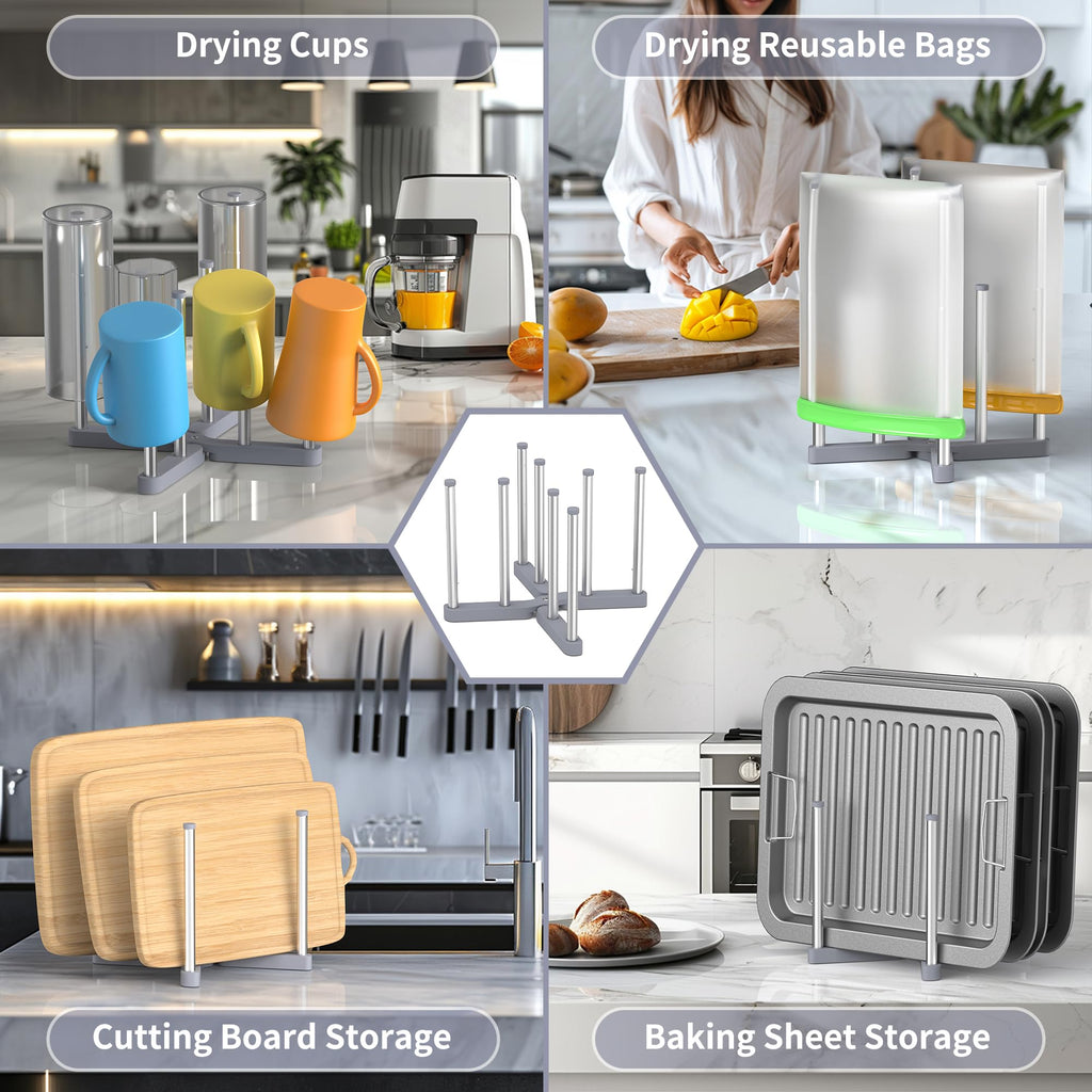 Baby Bottle Drying Rack, Drying Rack for Water Bottle, Reusable Bag, Collapsible Holder for Cups, Mugs and Glass