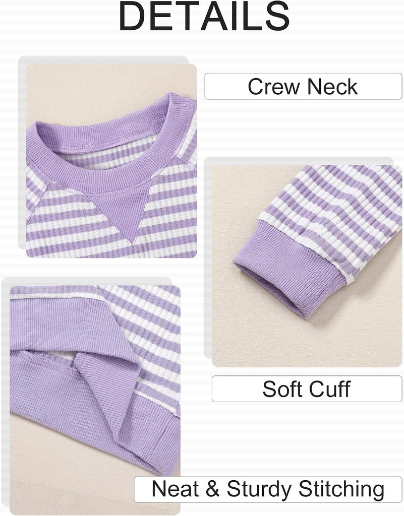 Toddler Baby Girl Clothes Cute Striped Sweatshirt Tops and Pants Set