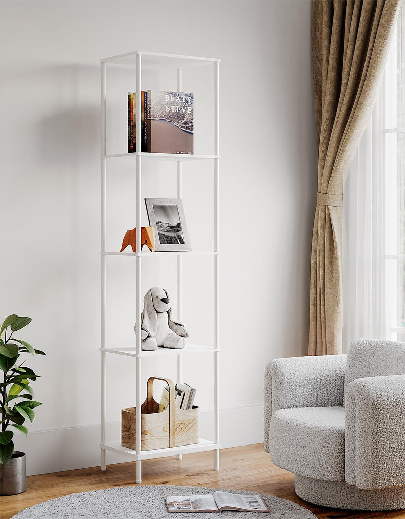 Display Shelf with RGBCW Light, Color Changing Curio Cabinet Floor Lamp with Shelves Corner Standing Column Lamp