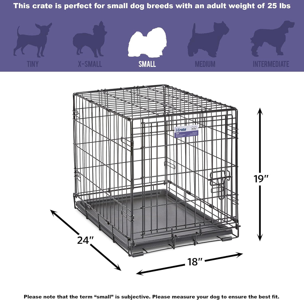 24-Inch iCrate for Small Breeds, 12-20 lbs, Single Door Folding Dog Crate with Divider Panel